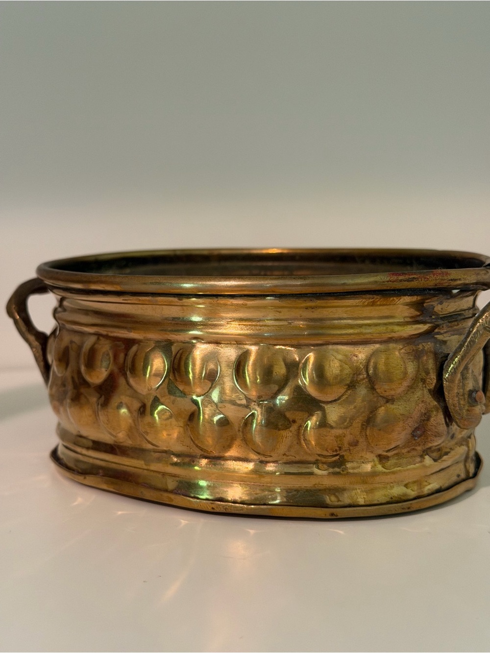 Vintage Oval Brass Planter with Handles - Picture 2 of 7